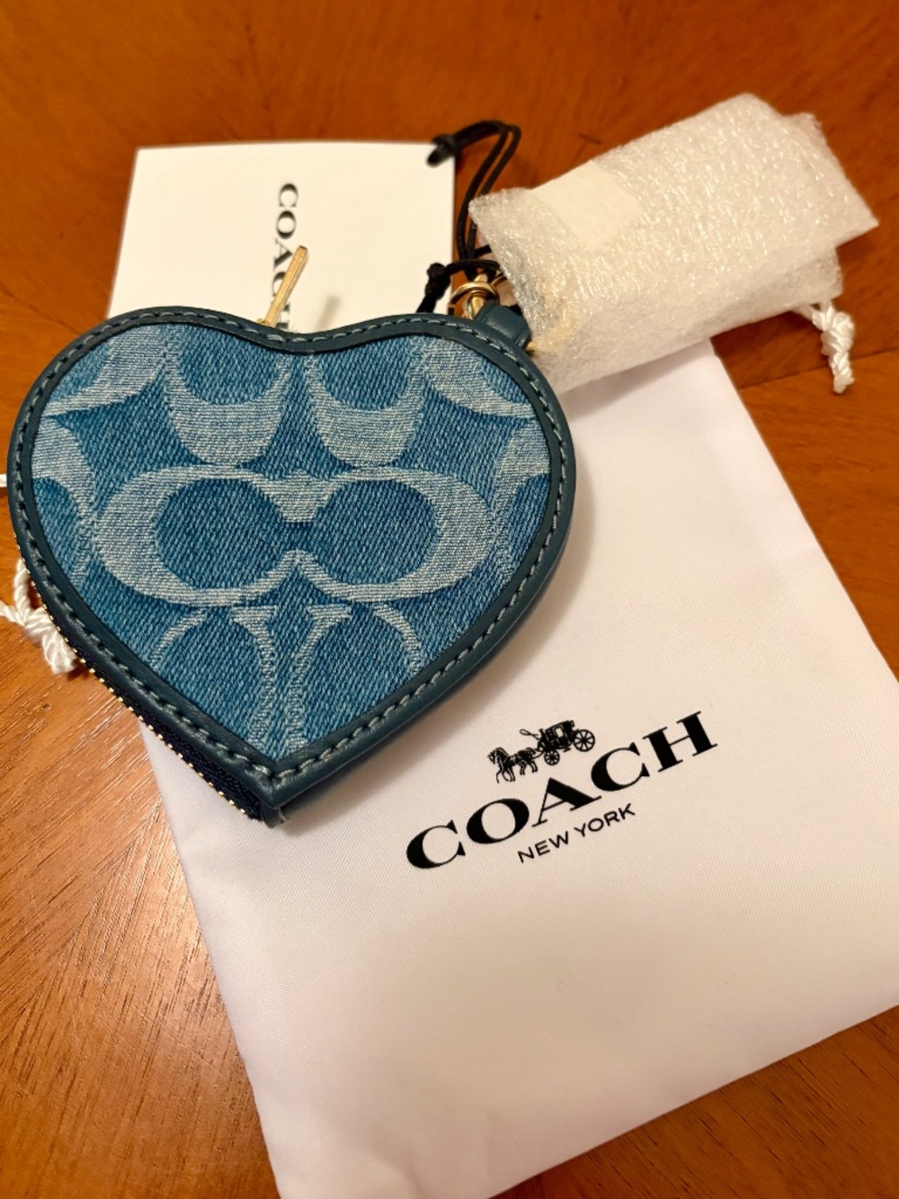 Coach Heart Bag Charm In Signature Denim - NWT - Picture 4 of 9